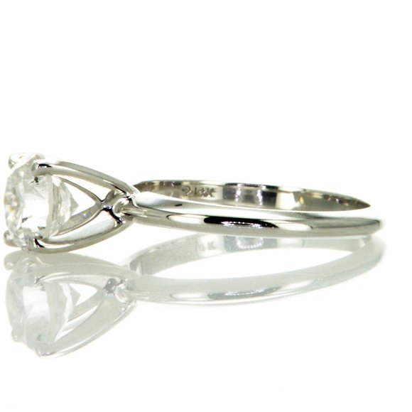 1.5 Carat Round Diamond Solitaire Engagement Ring 14K White Gold D/SI2 Size 6 - Picture 4 of 8